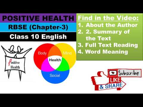 Positive Health Class 10 in Hindi RBSE English Golden Rays