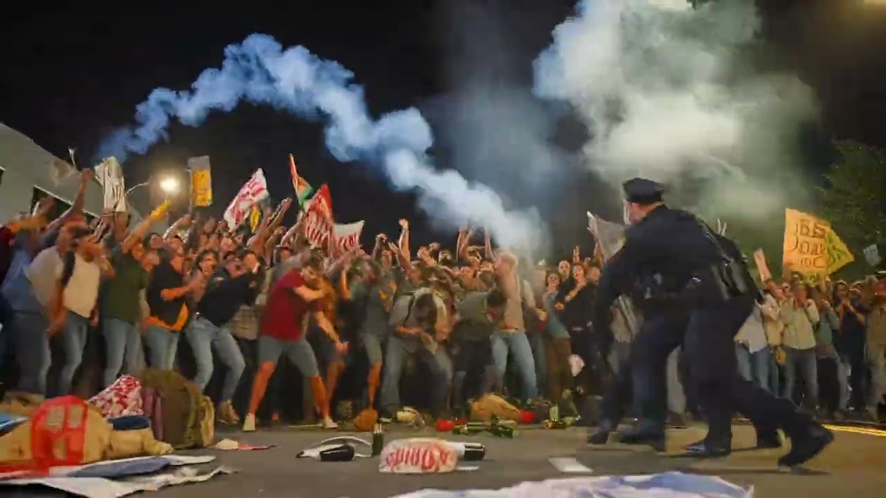 There are riots in New York after Knicks game in the picture