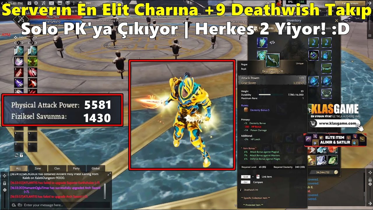 ZeitzquiN - Server'ın En Elit Charına +9 Deathwish Alıp PK Atıyor | Herkes 2 Yiyor :D | Rise Online