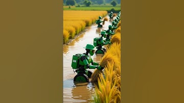 robots harvesting rice #reels #robot #robotsimulator #robotdog #harvesting #rice