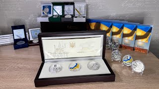 Огляд із трьох срібних пам`ятних монет ʼДержавні символи Україниʼ #coins #numismatics #нумізматика