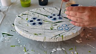 (278) Simple abstract flower painting ~ Acrylic pouring for beginners ~ How to paint WITHOUT BRUSH
