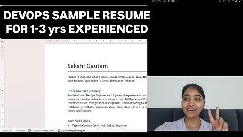 DevOps Sample Resume for 1-3 years experienced