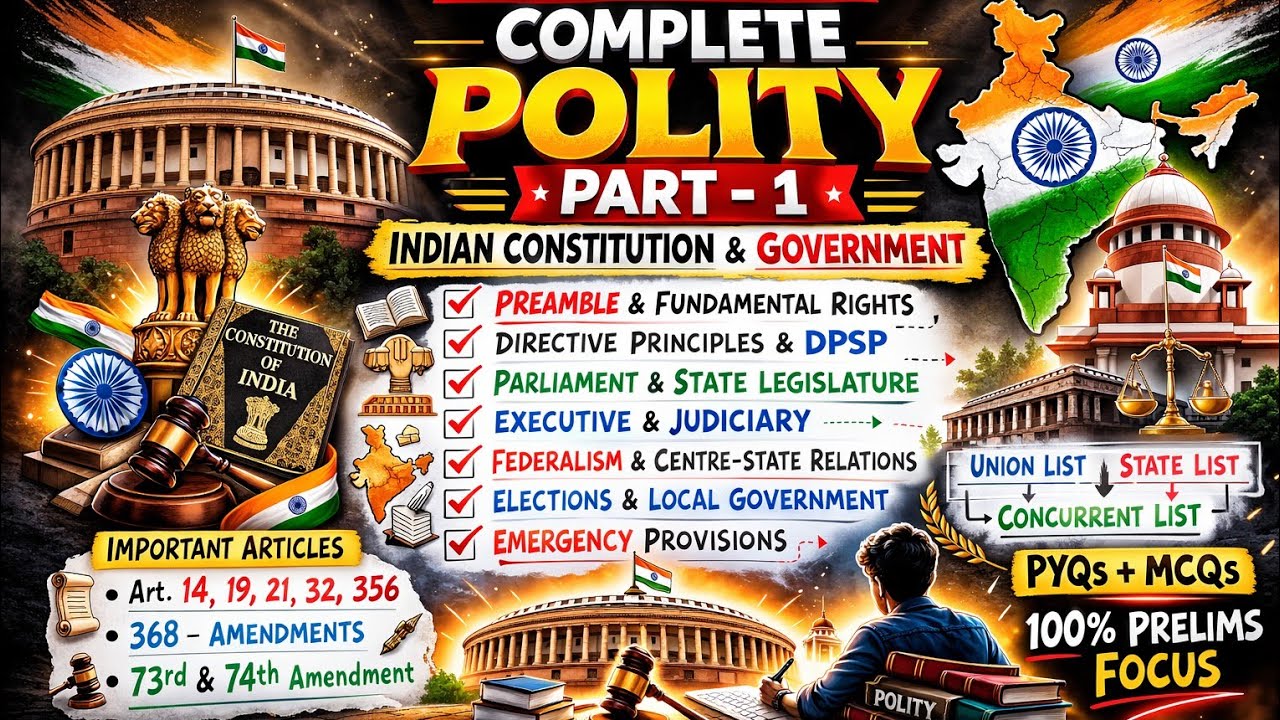 Complete Polity in One Shot Part 1 🔥 | Indian Constitution Full Course | UPSC 2026