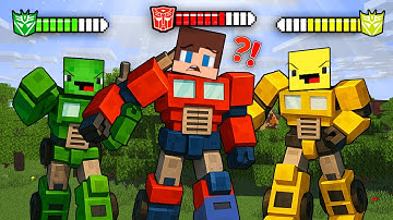 JJ Red Titan vs Mikey Green Giant vs Bananakid  in RUSH Transformers - Maizen Minecraft Animation