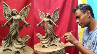Beautiful Angel making with clay | mitti ka doll banana | clay art angel