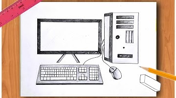 How to Draw Desktop Computer Step By Step Very Easy Method / Computer Parts Drawing / Computer Draw