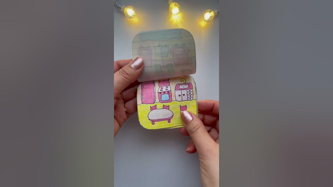 🌈MINIATURE (7cm) PAPER DOLLHOUSE #quietbook #paperdoll