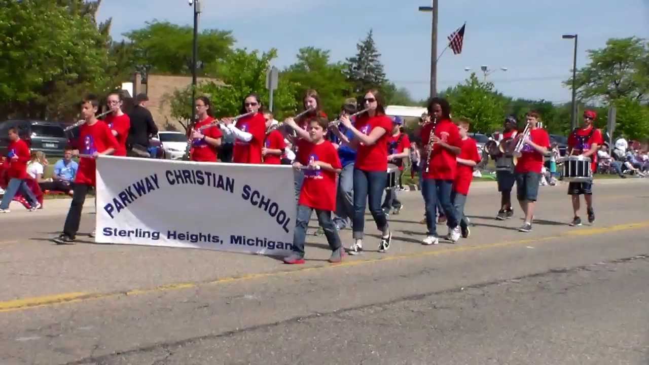 Sterling Heights Parkway Christian school marching band at Memorial Day