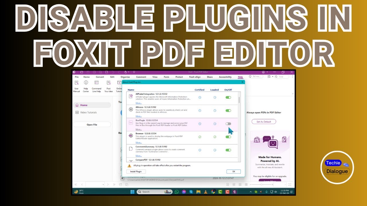 How to Disable Plugins in Foxit PDF Editor