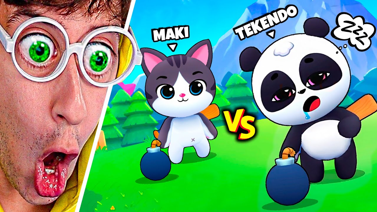🐼 PANDA vs GATO 😹 por 10.000 Gemas Stumble Guys 🤑!! - (Bombergrounds) TEKENDO