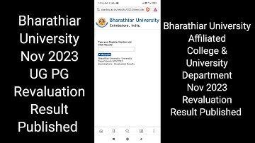 Bharathiar University Nov 2023 UG PG Revaluation Result Published Breaking News