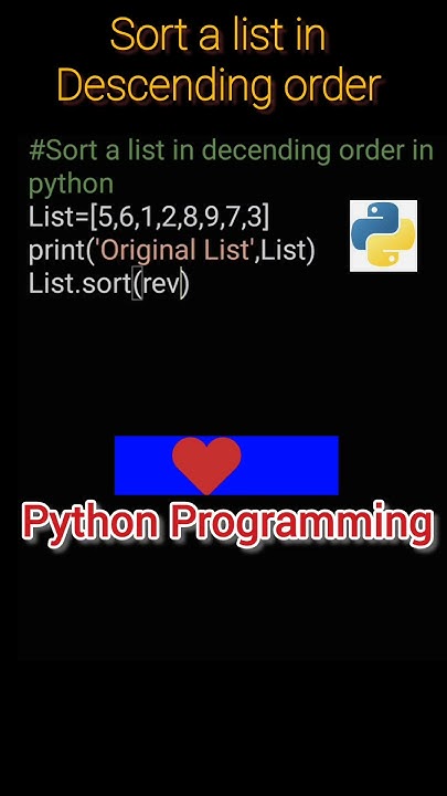 Sort a List in Descending order in Python 🐍 | #shortsfeed #viral # ...