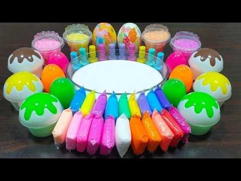 Rainbow slime ! Mixing foam and clay with homemade slime ! Enjoy slime videos !!!