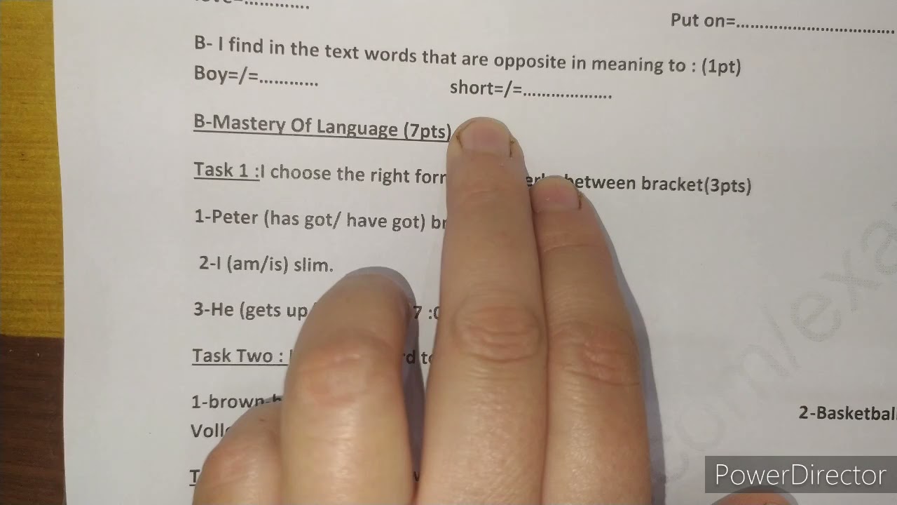 الفرض الاول للانجليزيةالفصل الاول الثانية متوسط