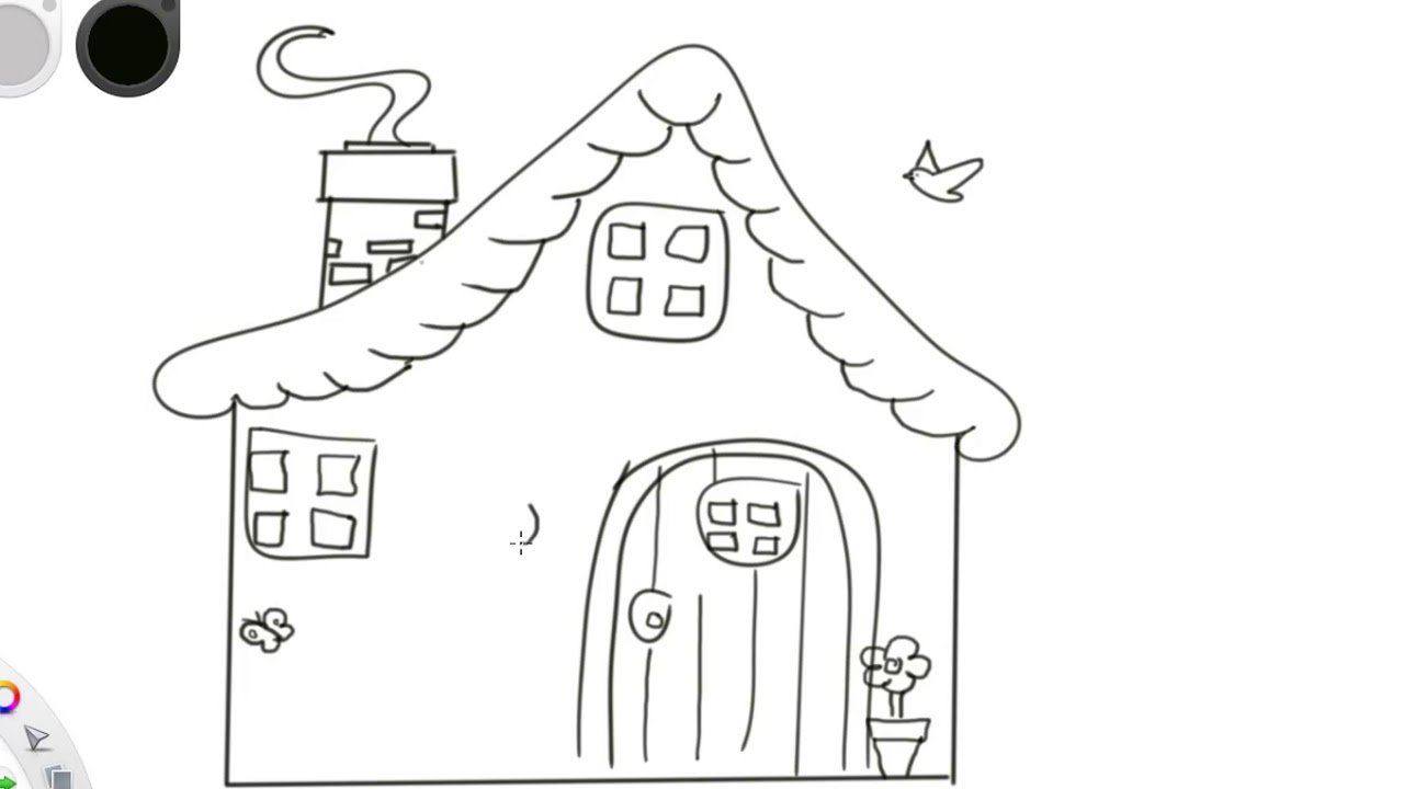 رسم كوخ بطريقة سهله House drawing رسم بيت صغير Draw a cottage  رسم كوخ  بسيط