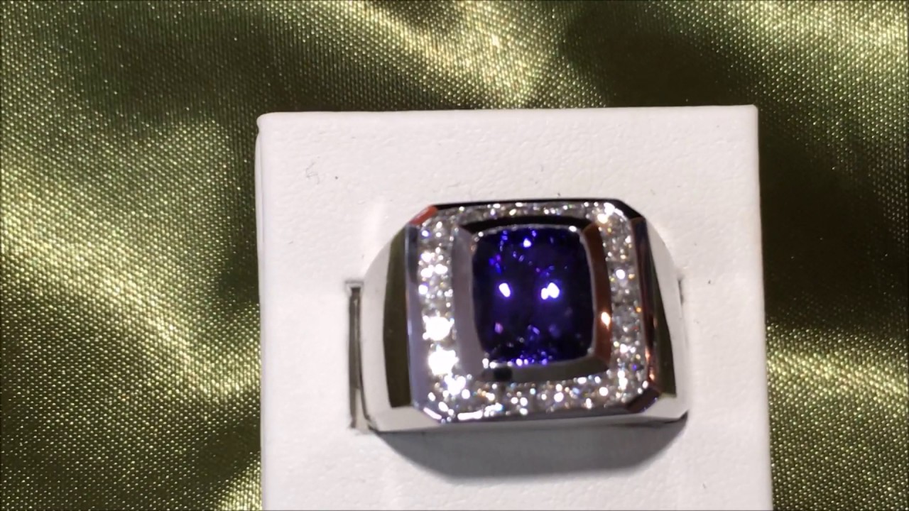 Tanzanite and diamonds ring for men at DK Gems - YouTube