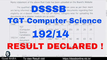 DSSSB TGT COMPUTER SCIENCE RESULT DECLARED