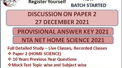 Discussion of Home science Question paper 27 December 2021| ugc net answer key Home Science 2021 |