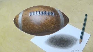 How to Draw American Football - Drawing 3D Floating Football Illusion