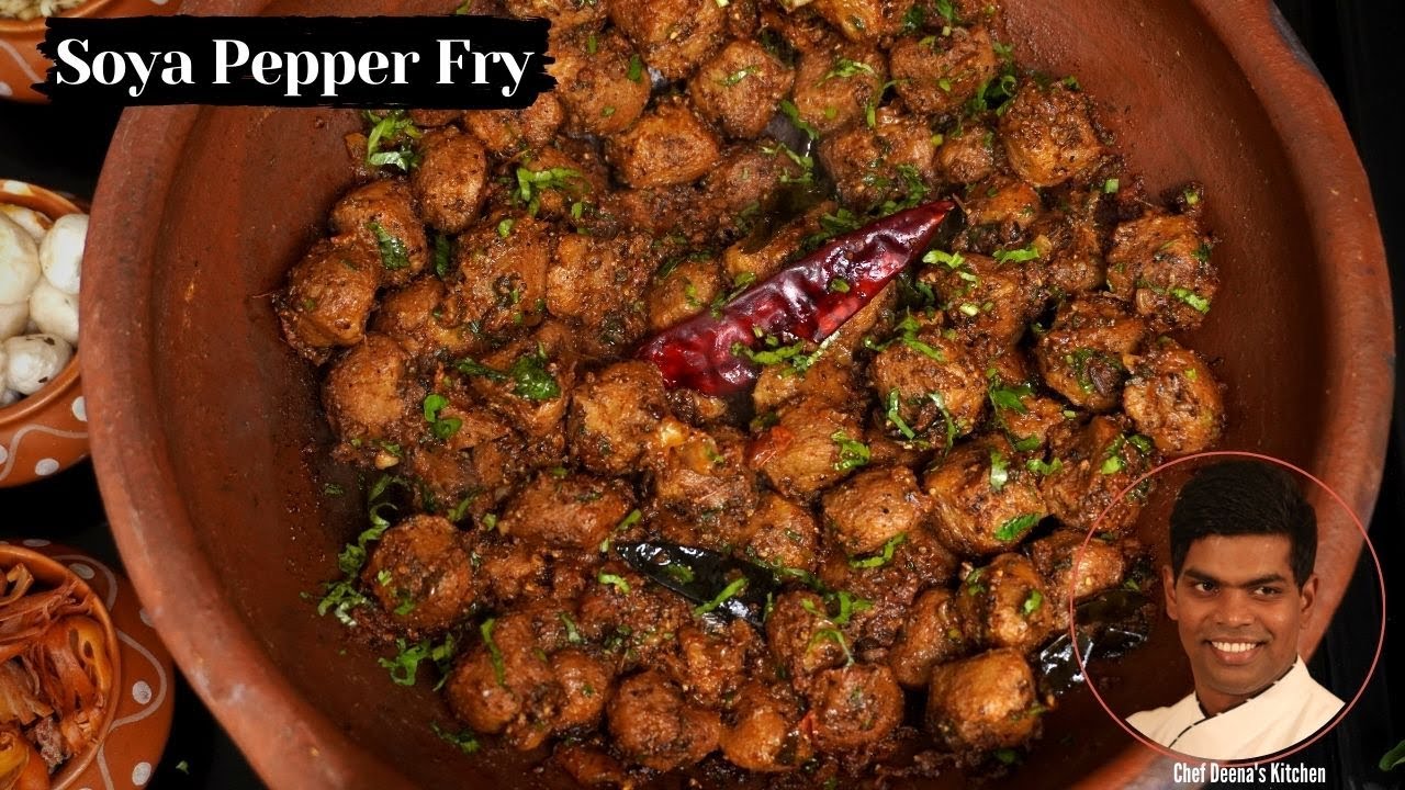 Soya Pepper Fry Recipe in Tamil How to Make Soya Pepper Fry CDK