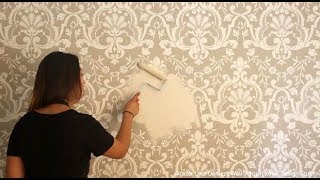 How to Stencil an Embossed Wall with Raised Designs & Joint Compound Plaster