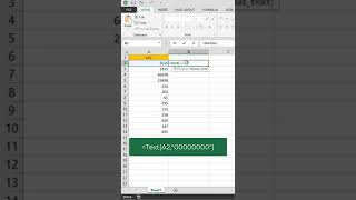 Add Zero In Front of a Number Using Text Function in Excel #Shorts #Excel #tipsandtricks #ytshorts