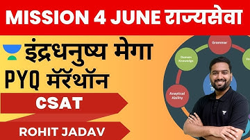 Target 4June राज्यसेवा पूर्व : CSAT PYQ - 2 | Rohit Jadav | MPSC