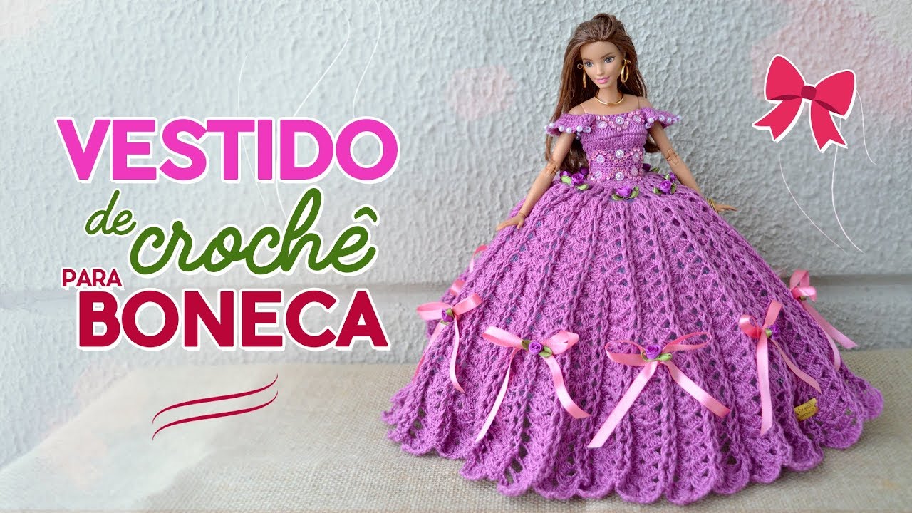 vestido de boneca barbie de crochê