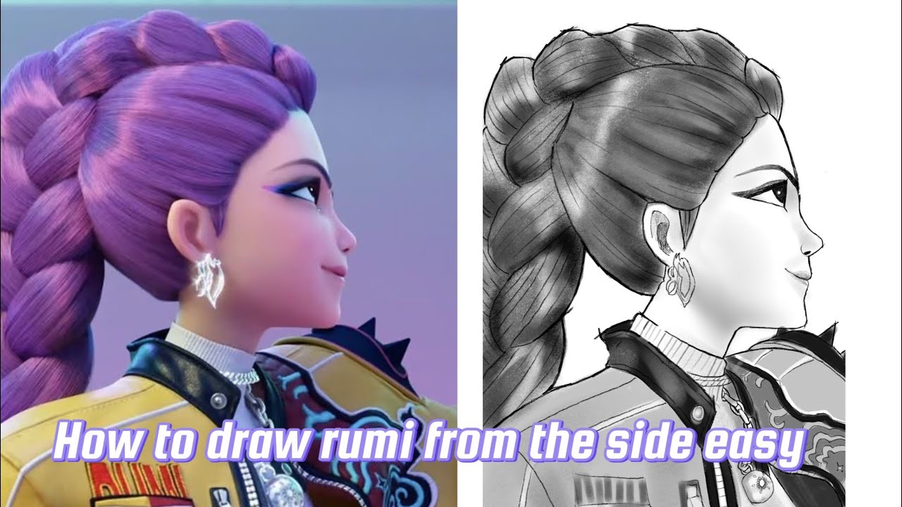 How to draw rumi from the side easy Kpop demon hunters - YouTube