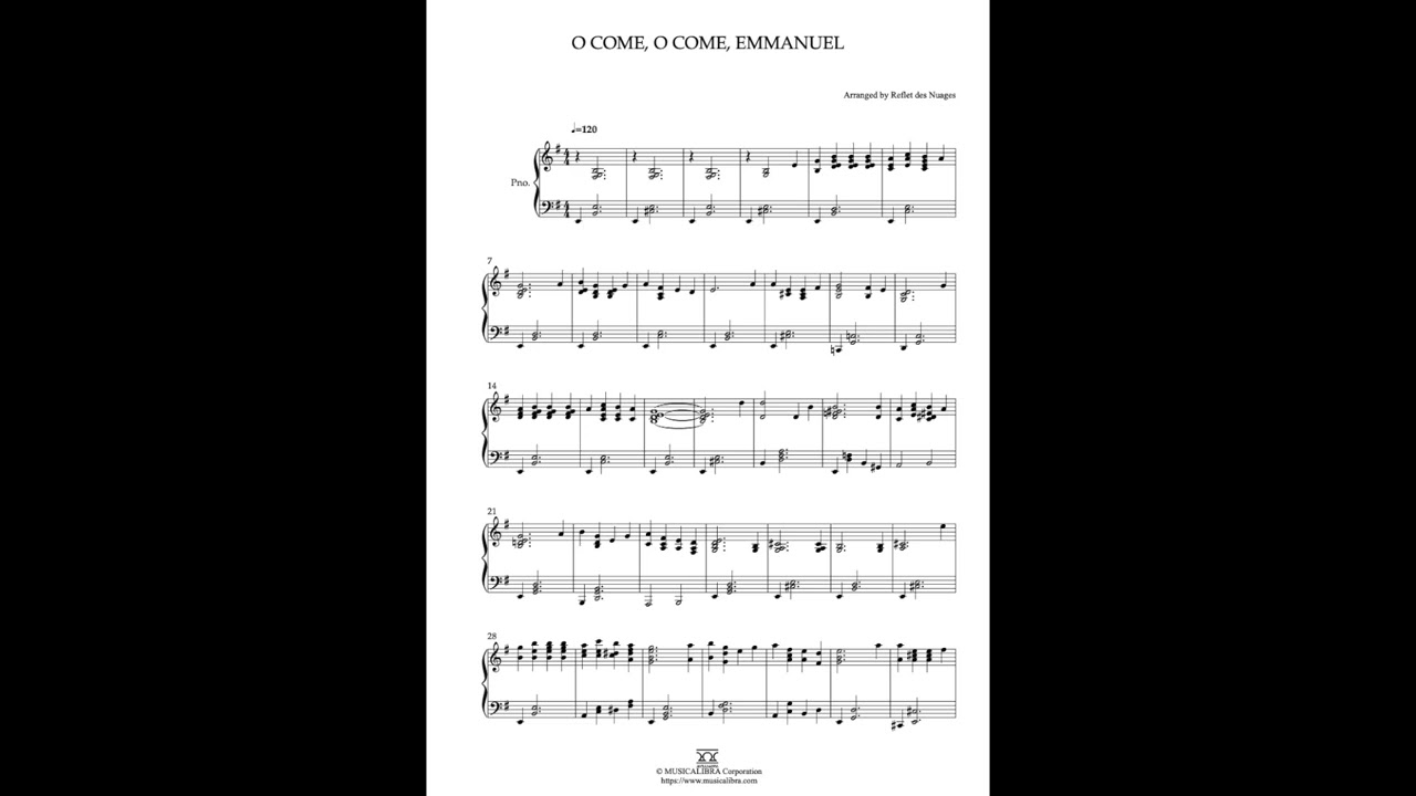 PIANO SOLO 楽譜] O Come, O Come, Emmanuel ピアノ 編曲 楽譜