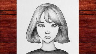 Güzel Bir Kız Yüzü Adım Adım Nasıl Çizilir - Kolay Karakalem Kız Çizimi - Çizim Mektebi Girl Drawing