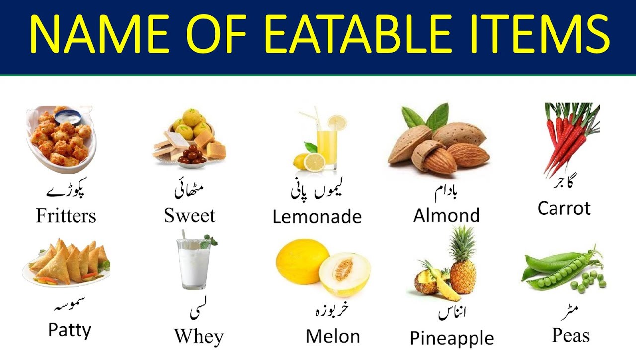 Eatable Things Name In English With Urdu Meanings #for #foryou #viral