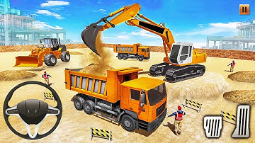 Excavator Backhoe Loading Dump Truck with Bricks at Quarry Site - Android Gameplay
