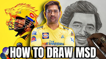 MS Dhoni CSK Drawing Tutorial 🦁 Step by Step Pencil Sketch for Beginners 💛