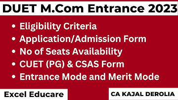 DU M.com Entrance 2023 | DU M.com Admission 2023 | Bulletin of Information | CA KAJAL DEROLIA | CUET
