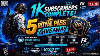 BGMI Royal Pass Giveaway LIVE 🔥 1K Subscribers Special | FK IS LIVE screenshot 3