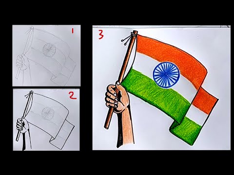 HOW TO DRAW INDIAN FLAG Step By STEP EASY FLAG Drawing Video || I LOVE INDIA  II - YouTube