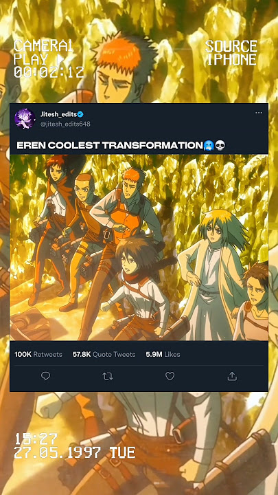 EREN COOLEST TRANSFORMATION #anime #attackontitanedit #erenyeager