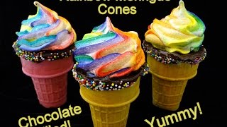 Rainbow Meringue Chocolate Filled Cones- With Yoyomax12