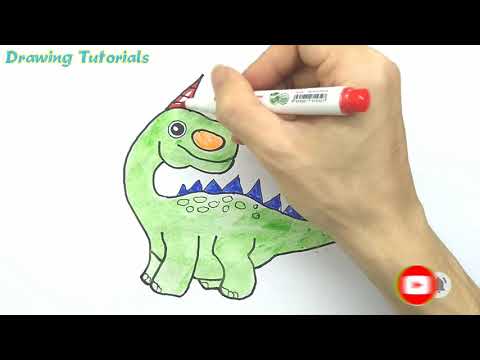 Video Hướng dẫn vẽ con khủng long đáng yêu | How to draw a... - youtube