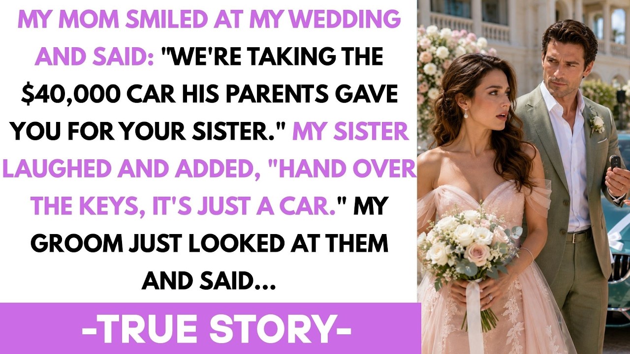 My wedding reception was perfect. The music, the lights, my new husband’s hand in mine. Then my mother leaned in, smiling, and whispered: “We’re taking the $40,000 car your in-laws gave you. We’re...