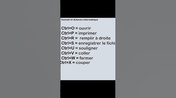 les raccourcis clavier qu