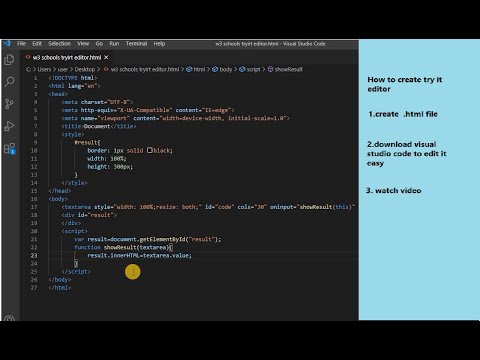 How to create w3 schools try it editor - YouTube