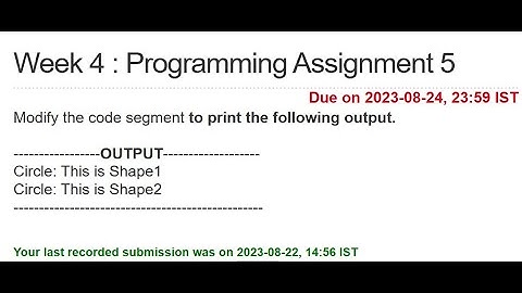NPTEL » Programming In Java Week 4  Programming Assignment 3 4 5 August 2023