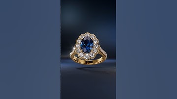 Blue Sapphire Ring — Diamond Halo | 3D Jewelry Animation (Blender, Octane)