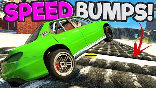 I Broke Random Parts Cars Over Speed Bumps in BeamNG Drive Mods!