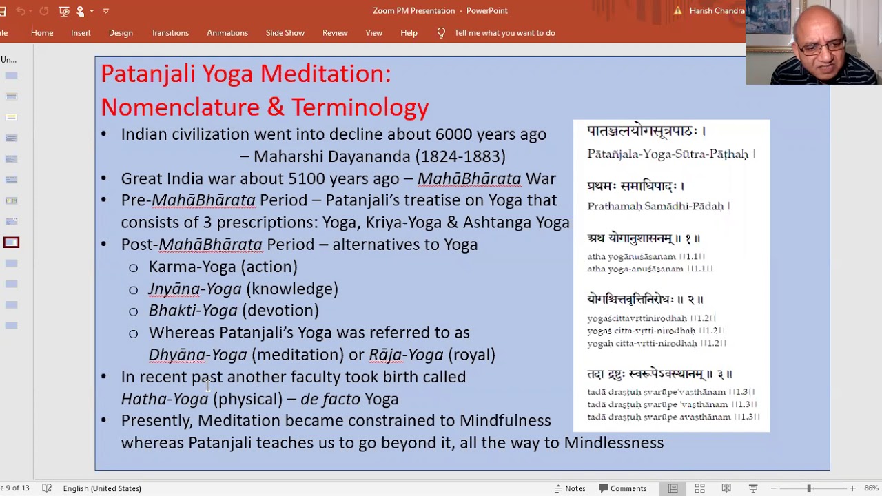 Patanjali Yoga Meditation Session VI May 29, 2020 YouTube