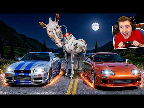 Fugindo do CREPPY HORSE de CARRO no BeamNG Drive MP! 