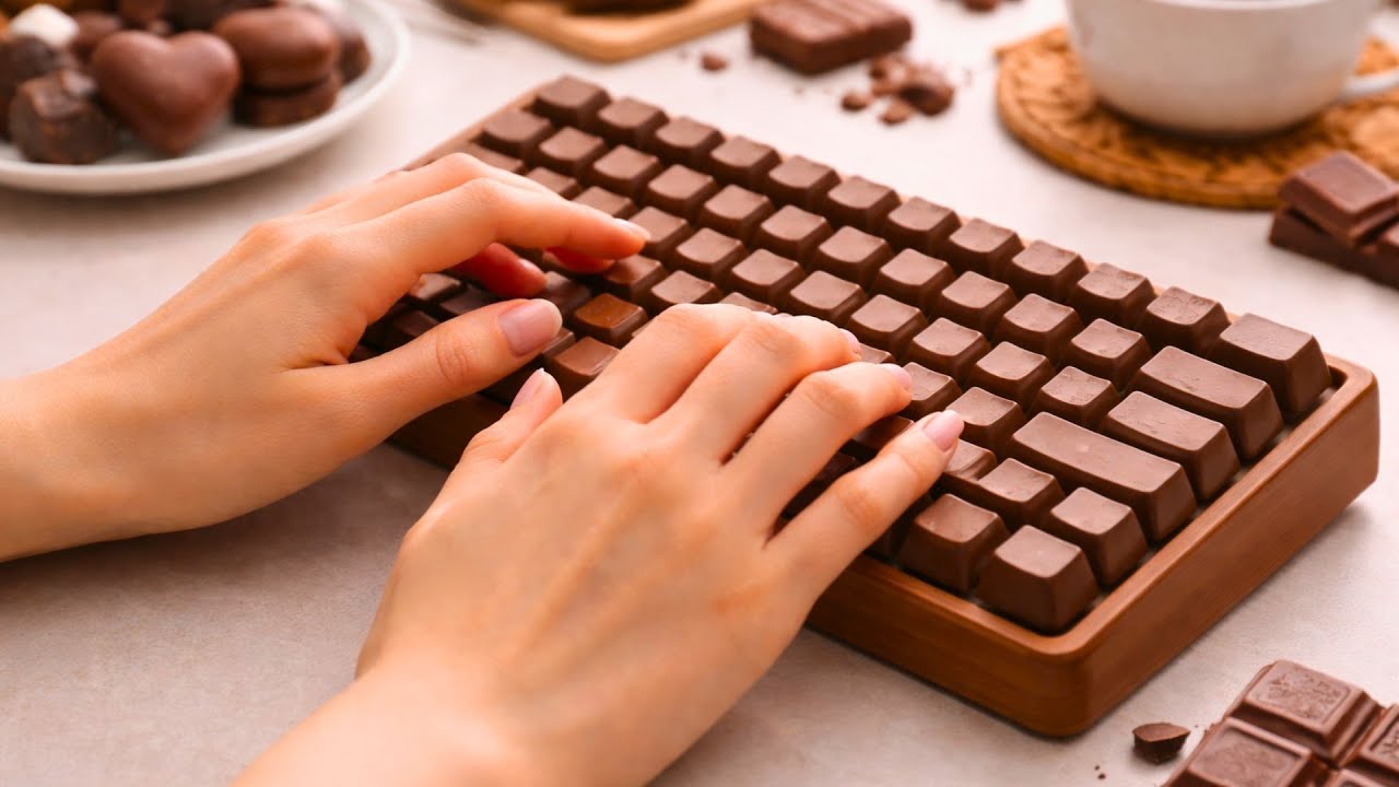 ⌨️🍫 10 Minutes Chocolate Keyboard ASMR | Soft Dessert Typing Sounds for Relax & Focus